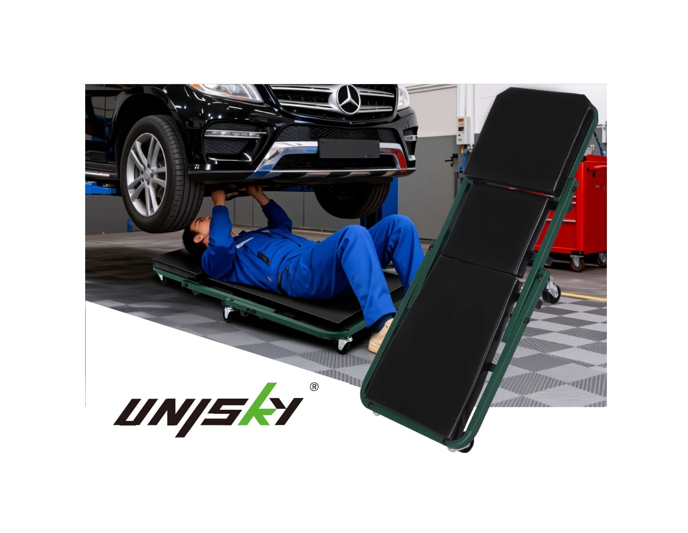 2 IN 1 Rolling Repair Board and Stool
