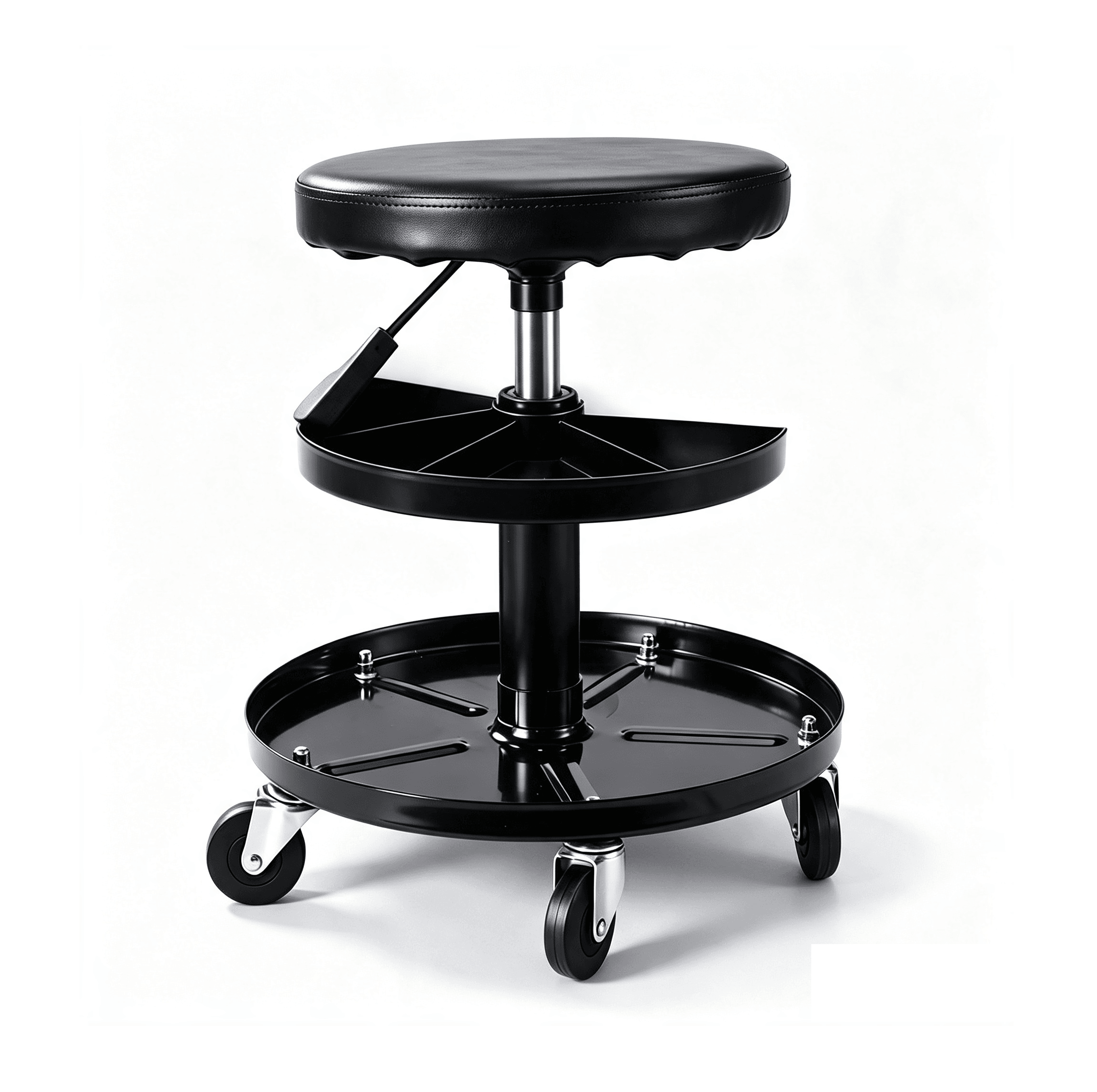 Mechanic's Rolling Stool Hard Seat with tool tray