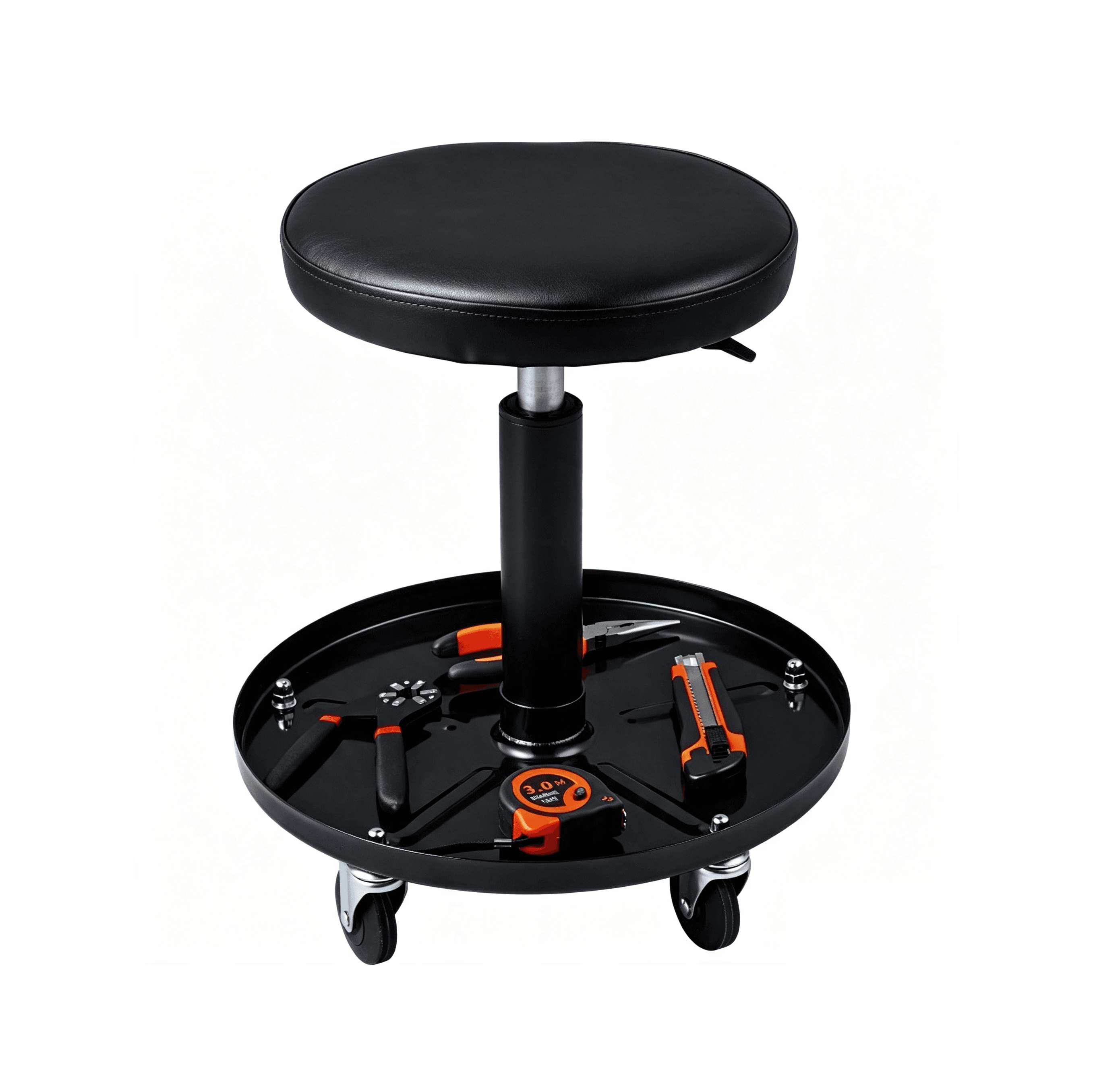 Mechanic's Rolling Stool With Hard Seat